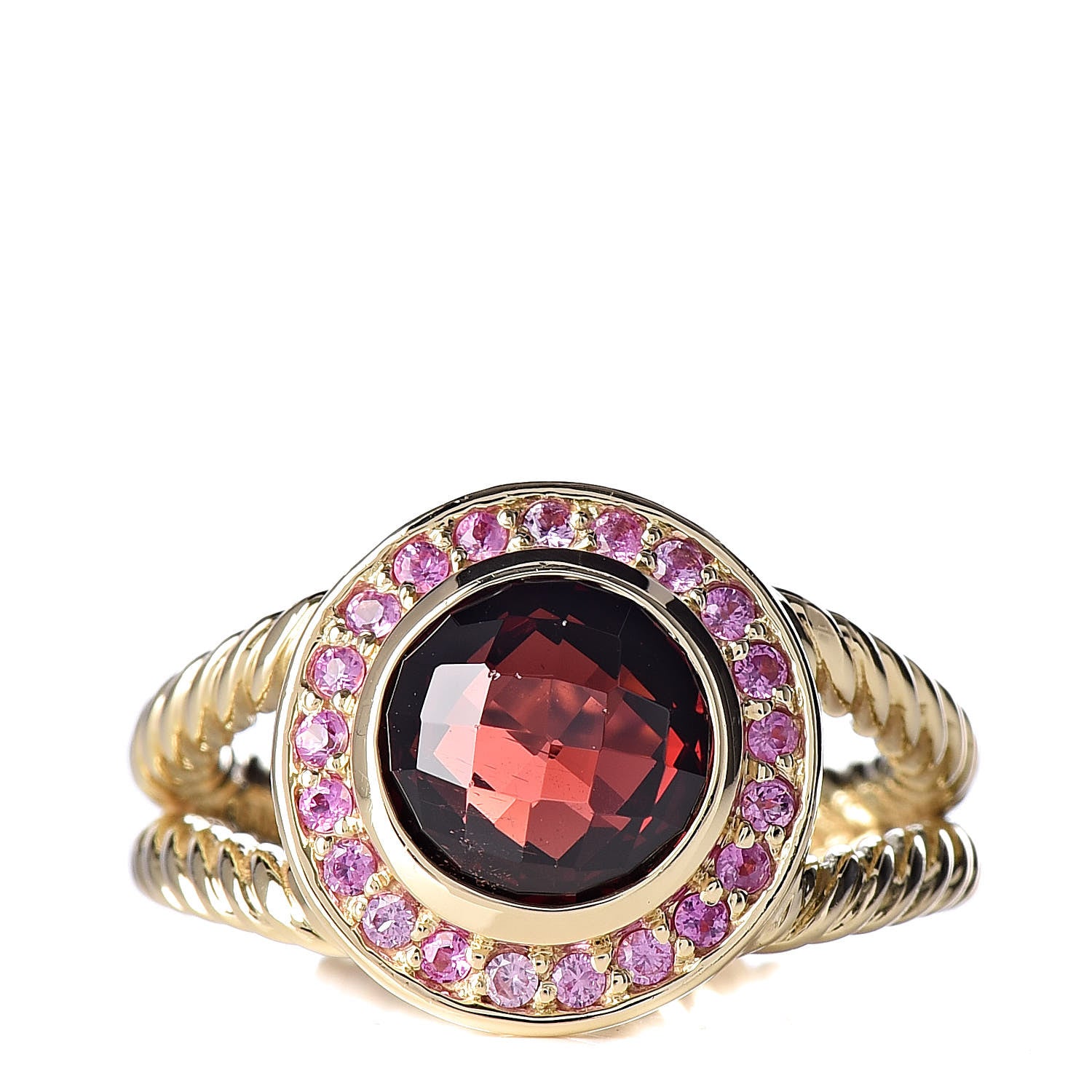 David Yurman 18K Yellow Gold Garnet Pink Sapphire 8mm Petite Cerise Ring 52 6 1 of 7