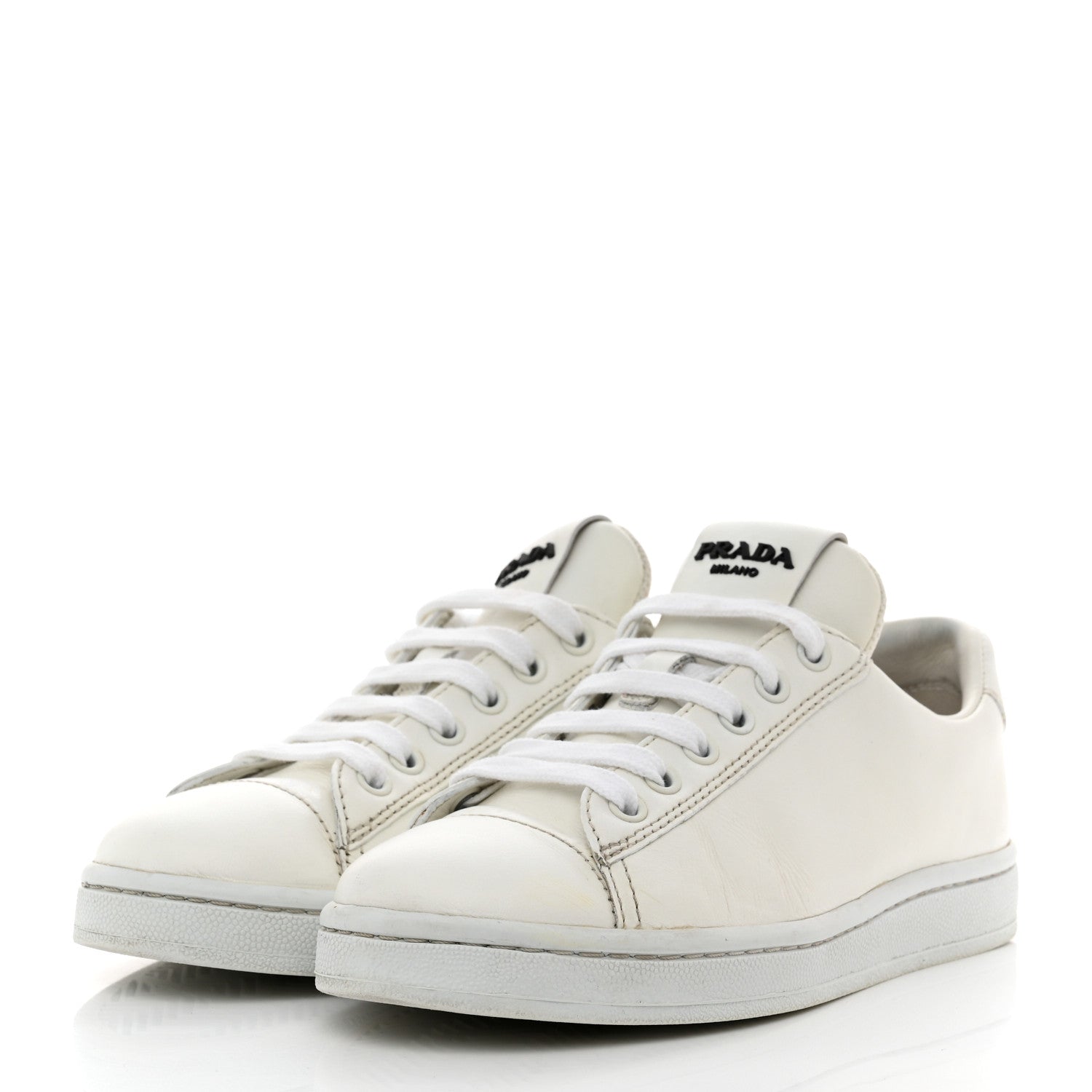 Prada Vitello Soft Logo Low Sneakers 36 White 3 of 8