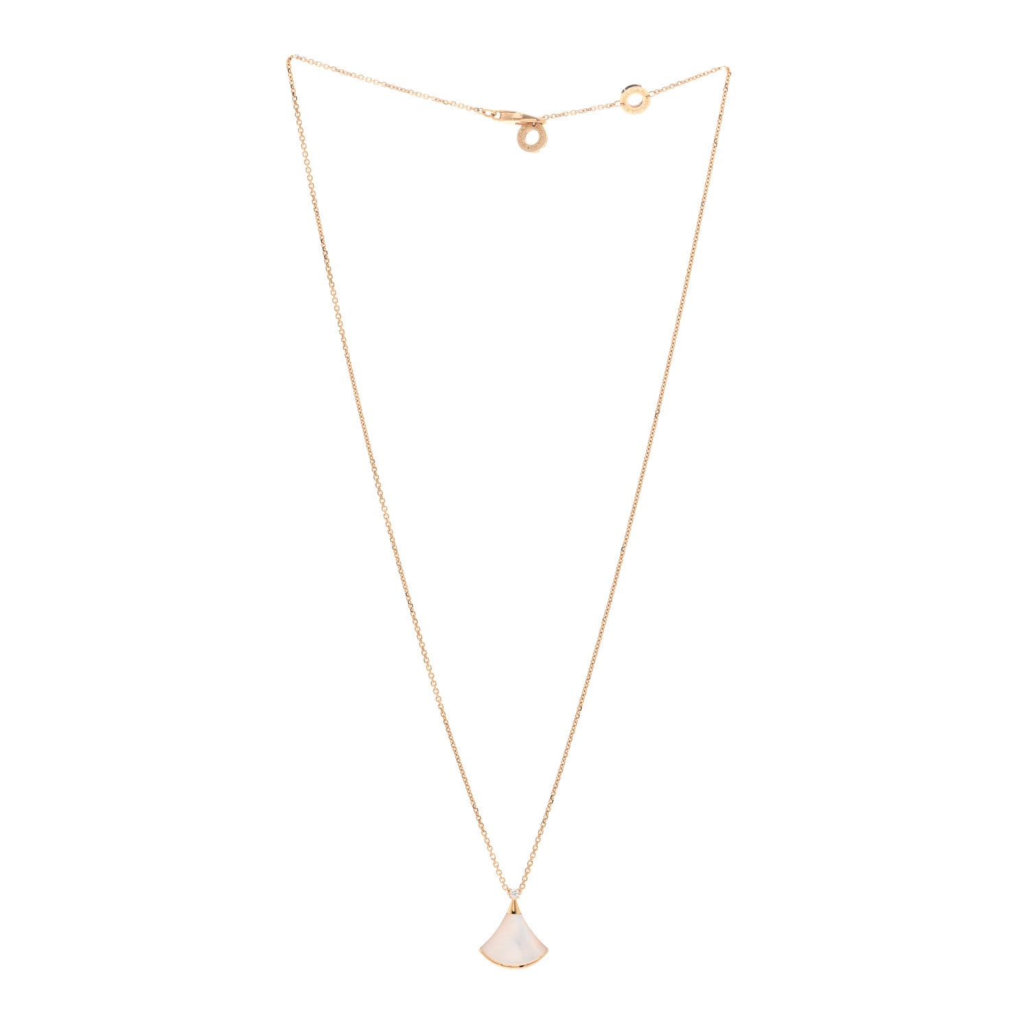 Bulgari 18K Rose Gold Diamond Mother of Pearl Small Divas' Dream Pendant Necklace 3 of 5