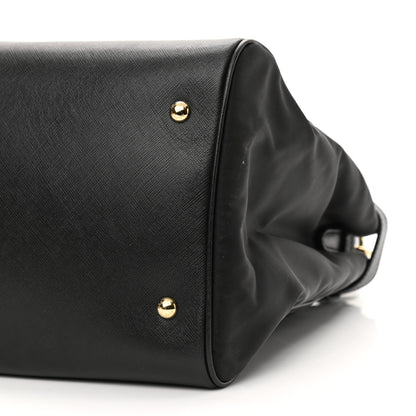 Salvatore Ferragamo Nylon Hammered Calfskin Batik Tote Black 9 of 9