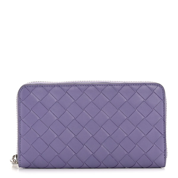 Bottega Veneta Nappa Intrecciato Zip Around Wallet Lavender