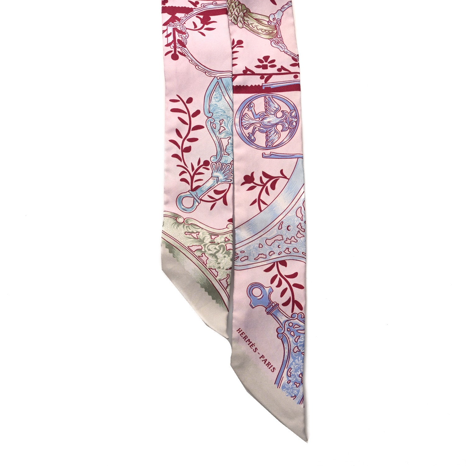 Hermes Silk Etriers Remix Twilly Rose Pale Bordeaux 2 of 4