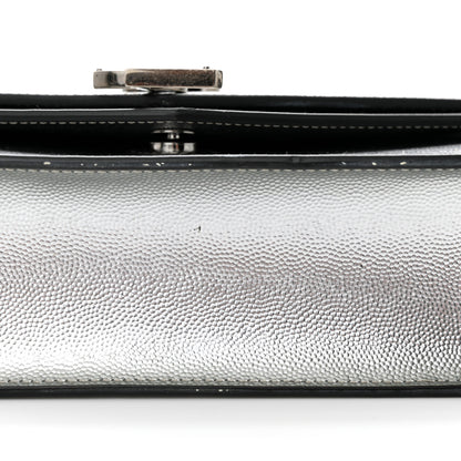 Saint Laurent Grain De Poudre Monogram Medium Sulpice Shoulder Bag Silver 14 of 15