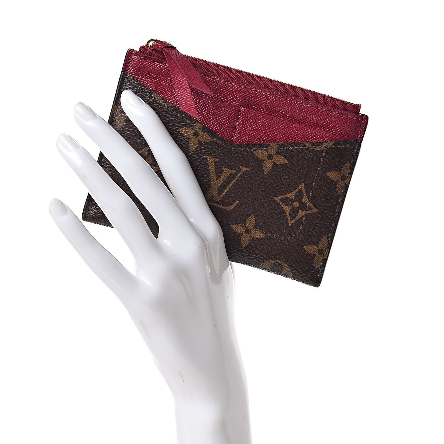 Monogram Zipped Card Holder Fuchsia