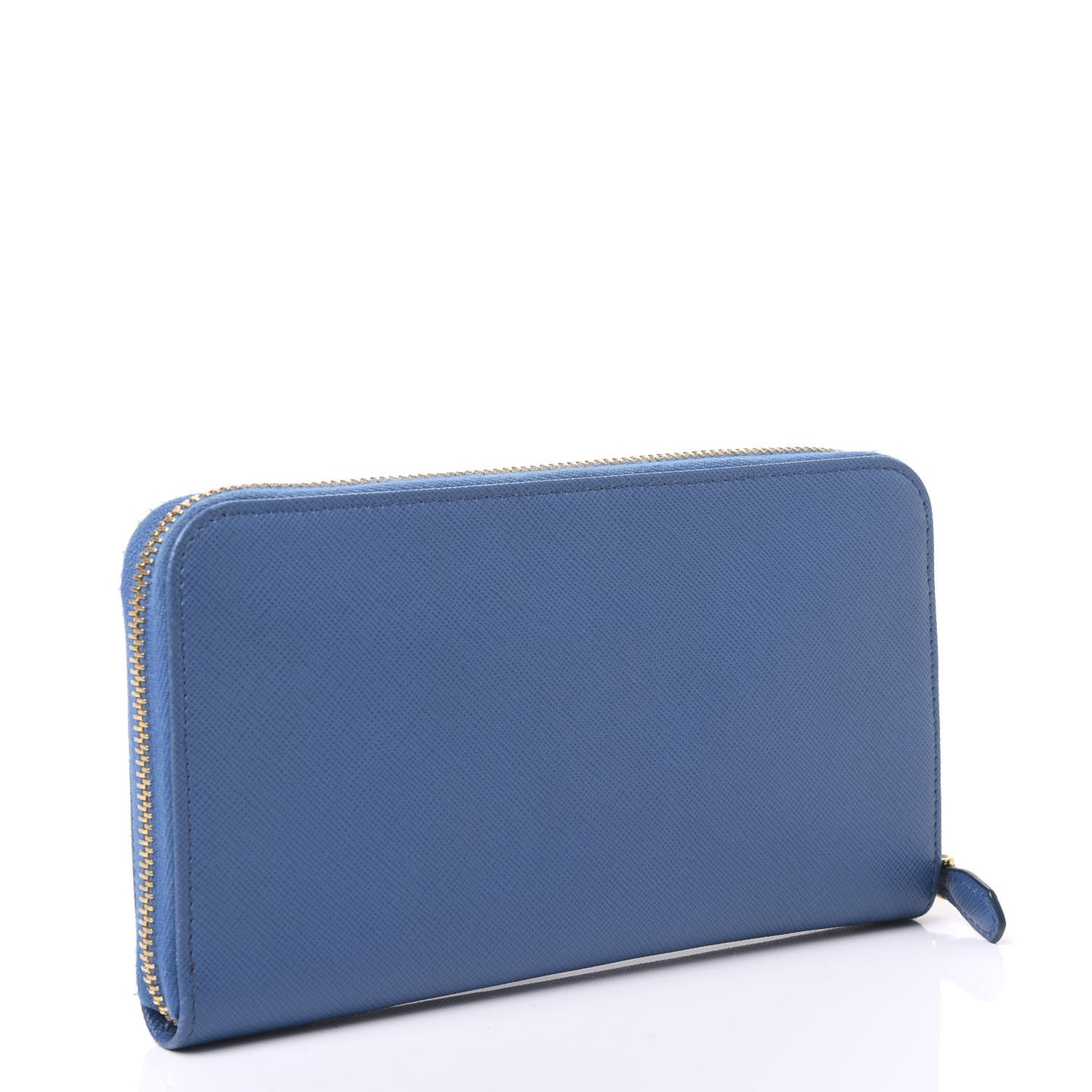 Saffiano Metal Zip Around Wallet Blue
