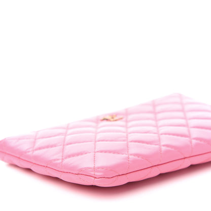 Chanel Lambskin Quilted Zipped Pouch Pink Yellow 8 of 10