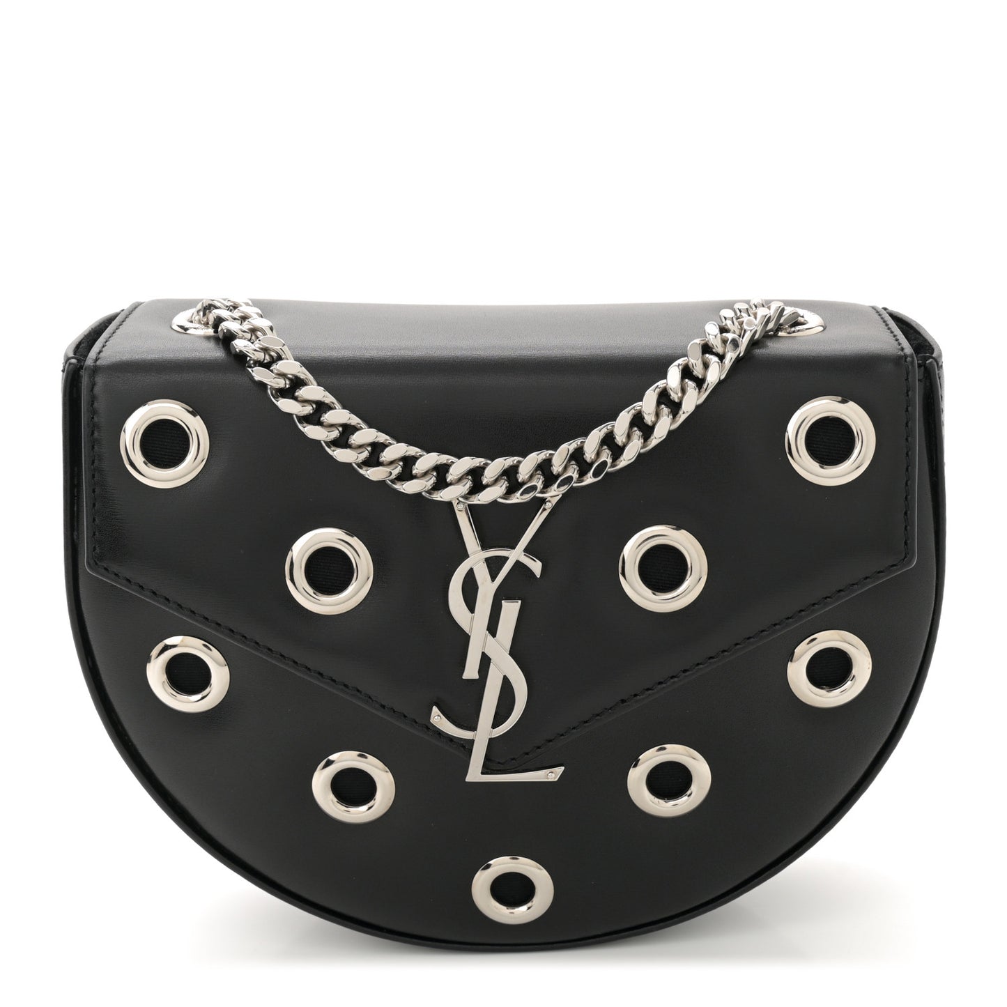 Box Calfskin Grommet Crossbody Bag Black