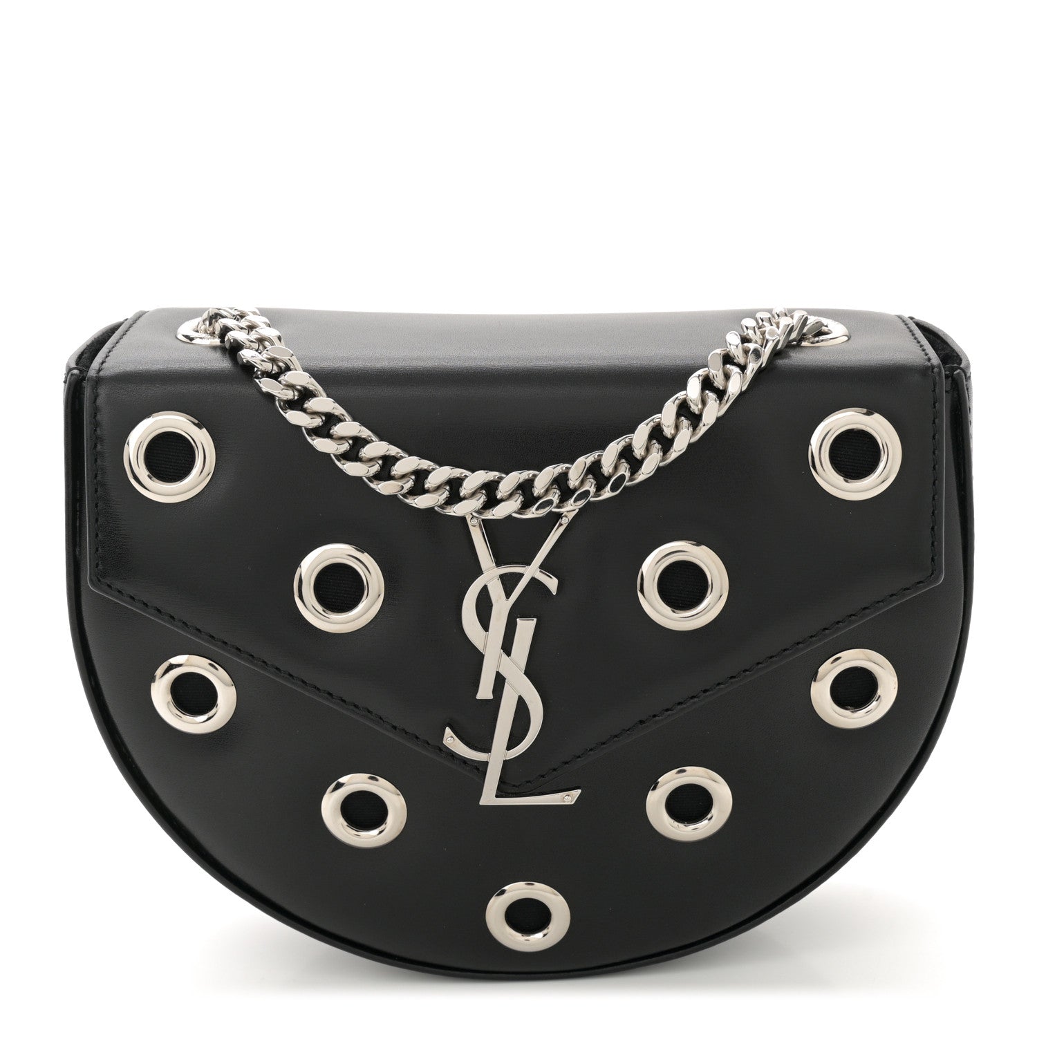 Saint Laurent Box Calfskin Grommet Crossbody Bag Black 1 of 11
