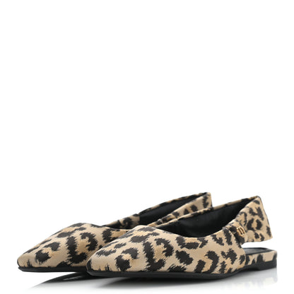 Christian Dior Nylon Leopard Print Mizza Slingback Flat 38.5 Beige Multicolor 3 of 7