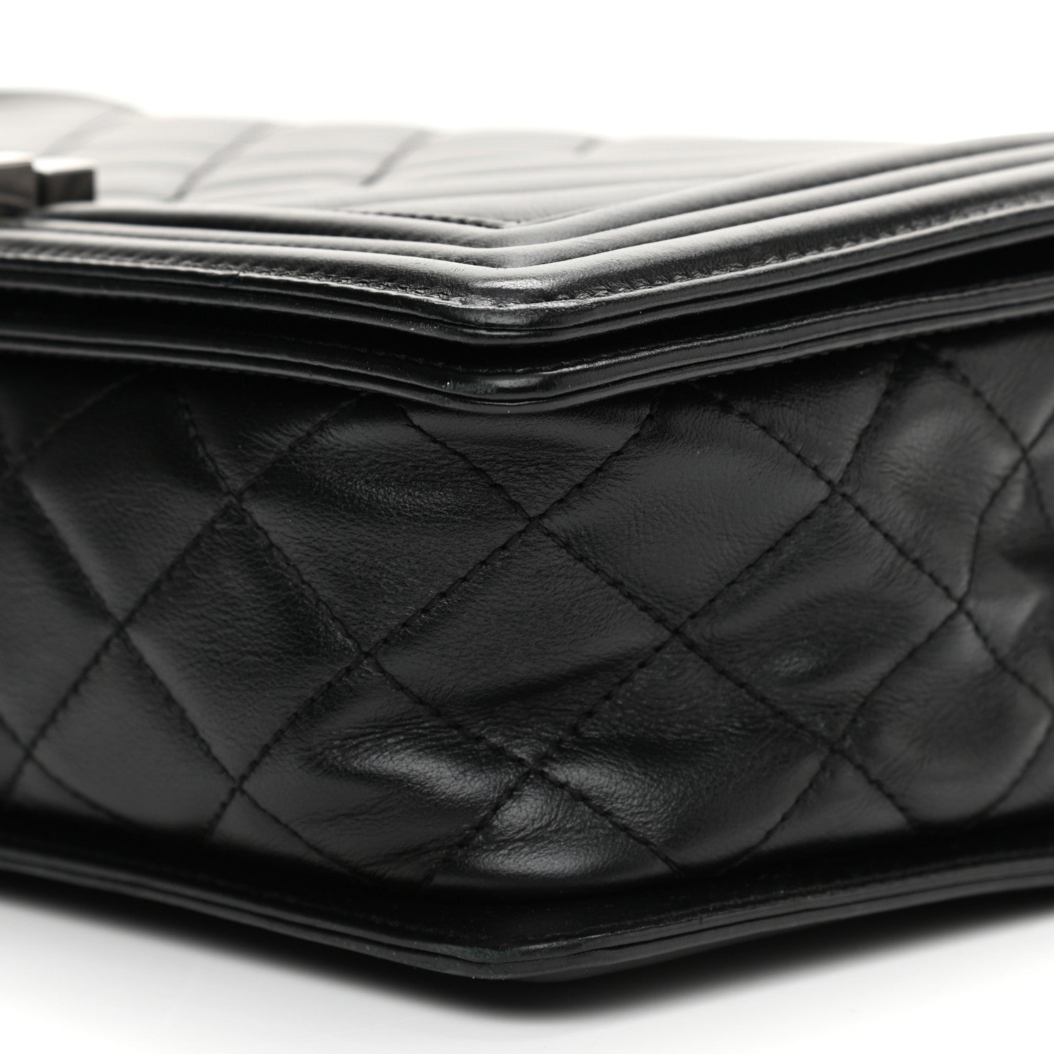 Chanel Calfskin Chevron Quilted Medium Boy Flap Black 11 of 12