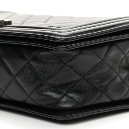 Chanel Calfskin Chevron Quilted Medium Boy Flap Black 11 of 12