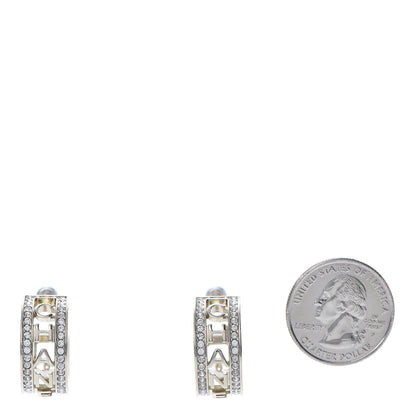 Chanel Metal Crystal Bow-tiful CC Hoop Earrings Gold 2 of 5
