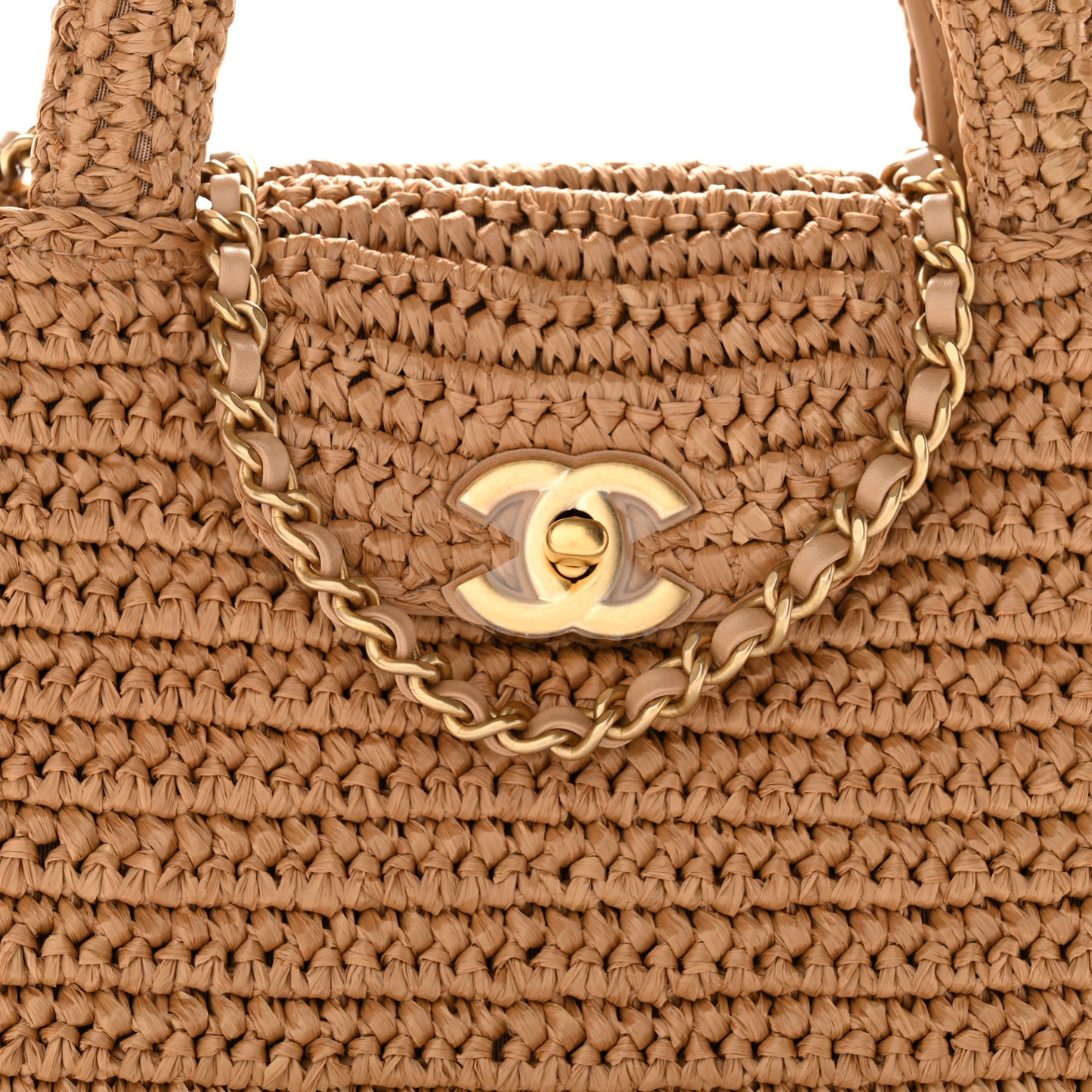 Braided Raffia Nano Kelly Flap Bag Dark Beige