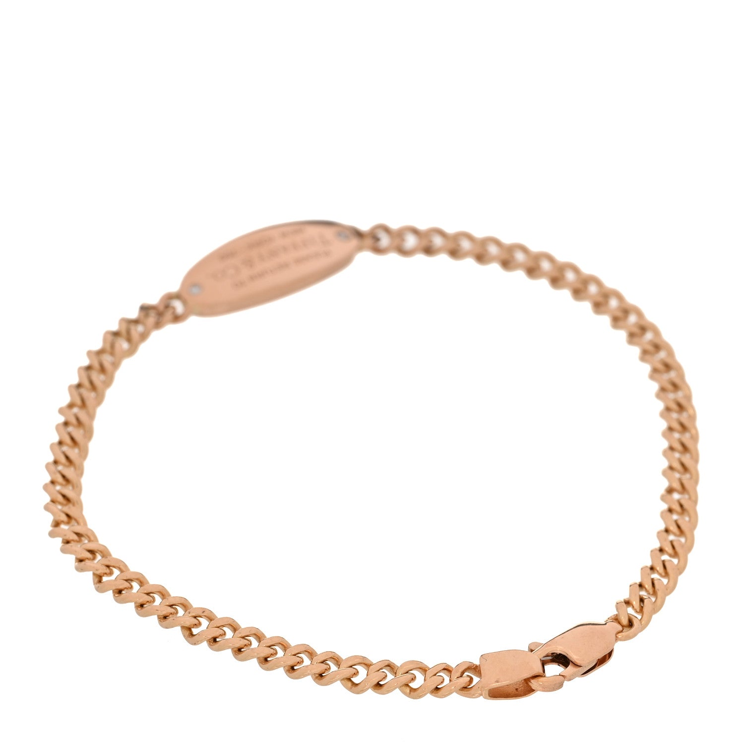 Tiffany 18K Rose Gold Diamond Return To Tiffany Oval ID Bracelet 3 of 10