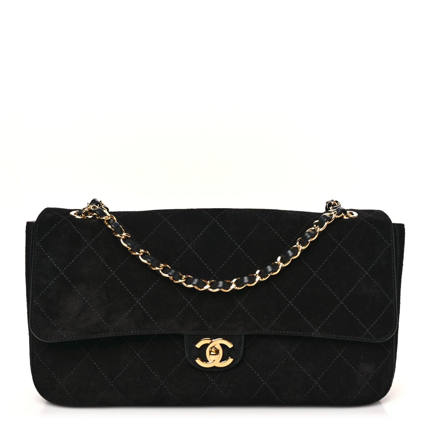 Suede Calfskin Small Souplissimo Maxi Flap Black