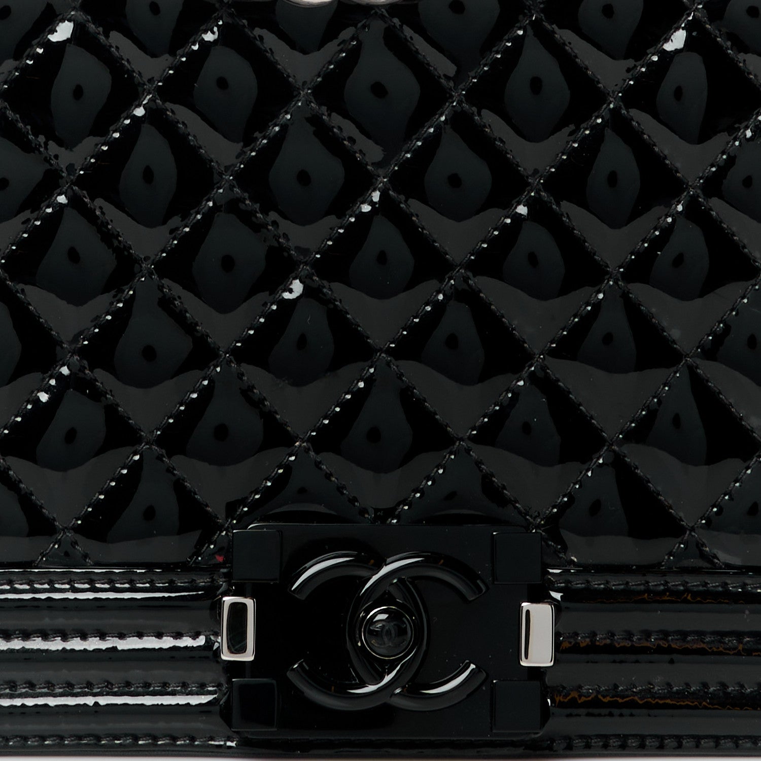 Chanel Patent Calfskin Quilted New Medium Plexiglass Boy Flap Black 8 of 12
