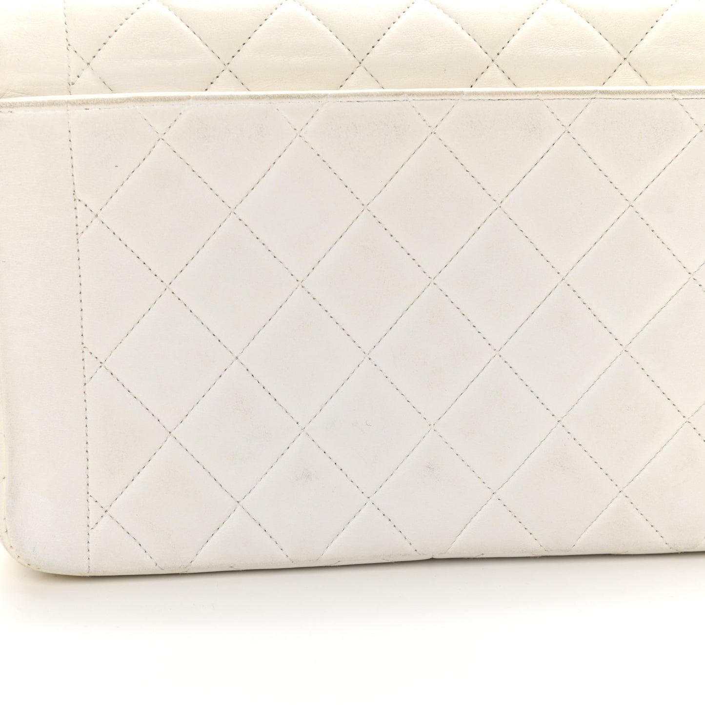 Lambskin Quilted Medium Single Flap White