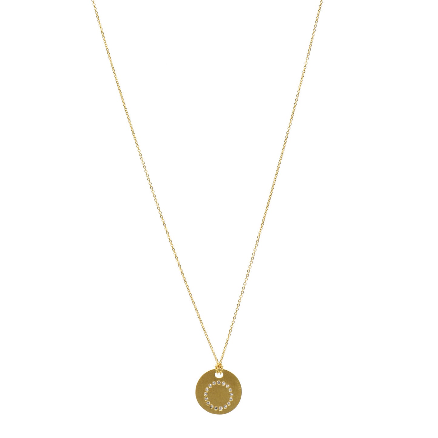 18K Yellow Gold Diamond Tiny Treasures Initial O Pendant Necklace