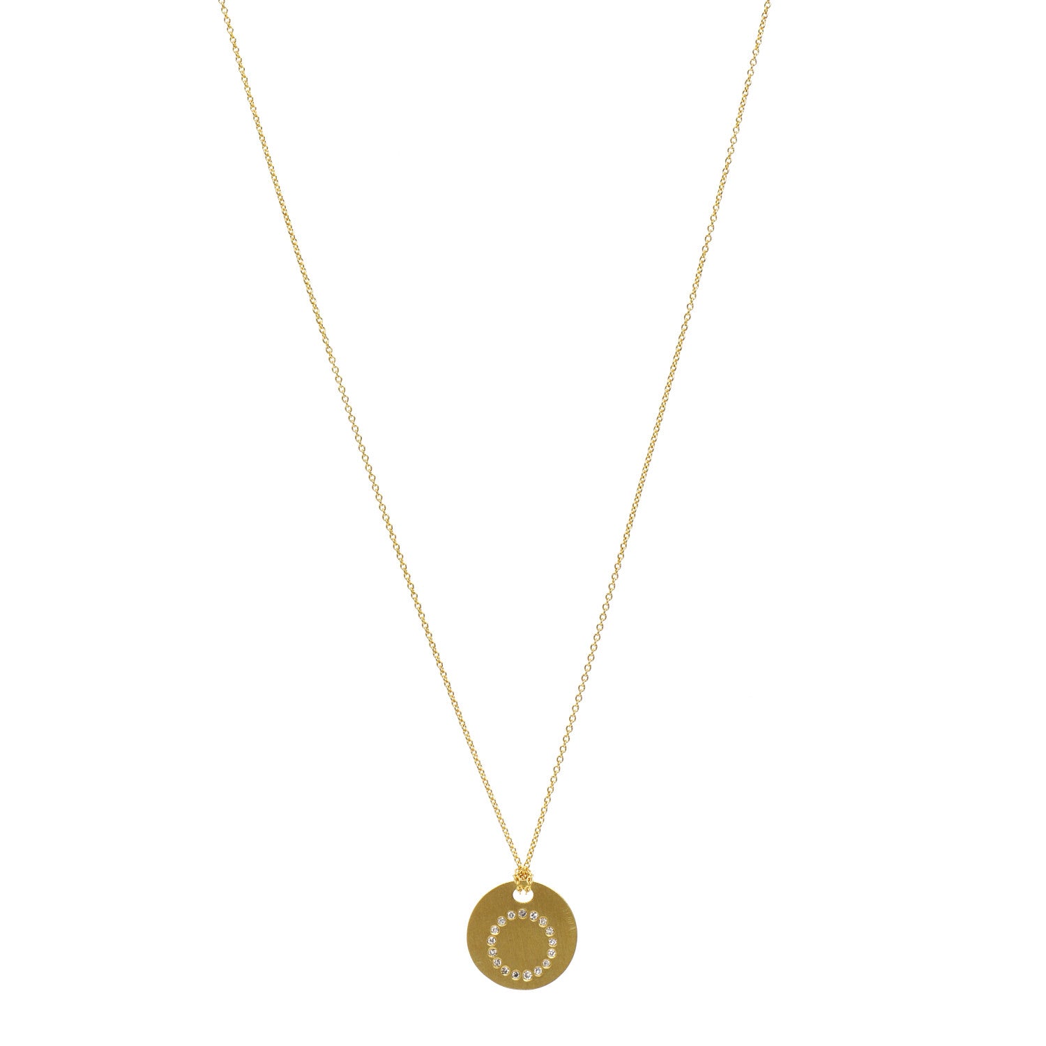Roberto Coin 18K Yellow Gold Diamond Tiny Treasures Initial O Pendant Necklace 1 of 6