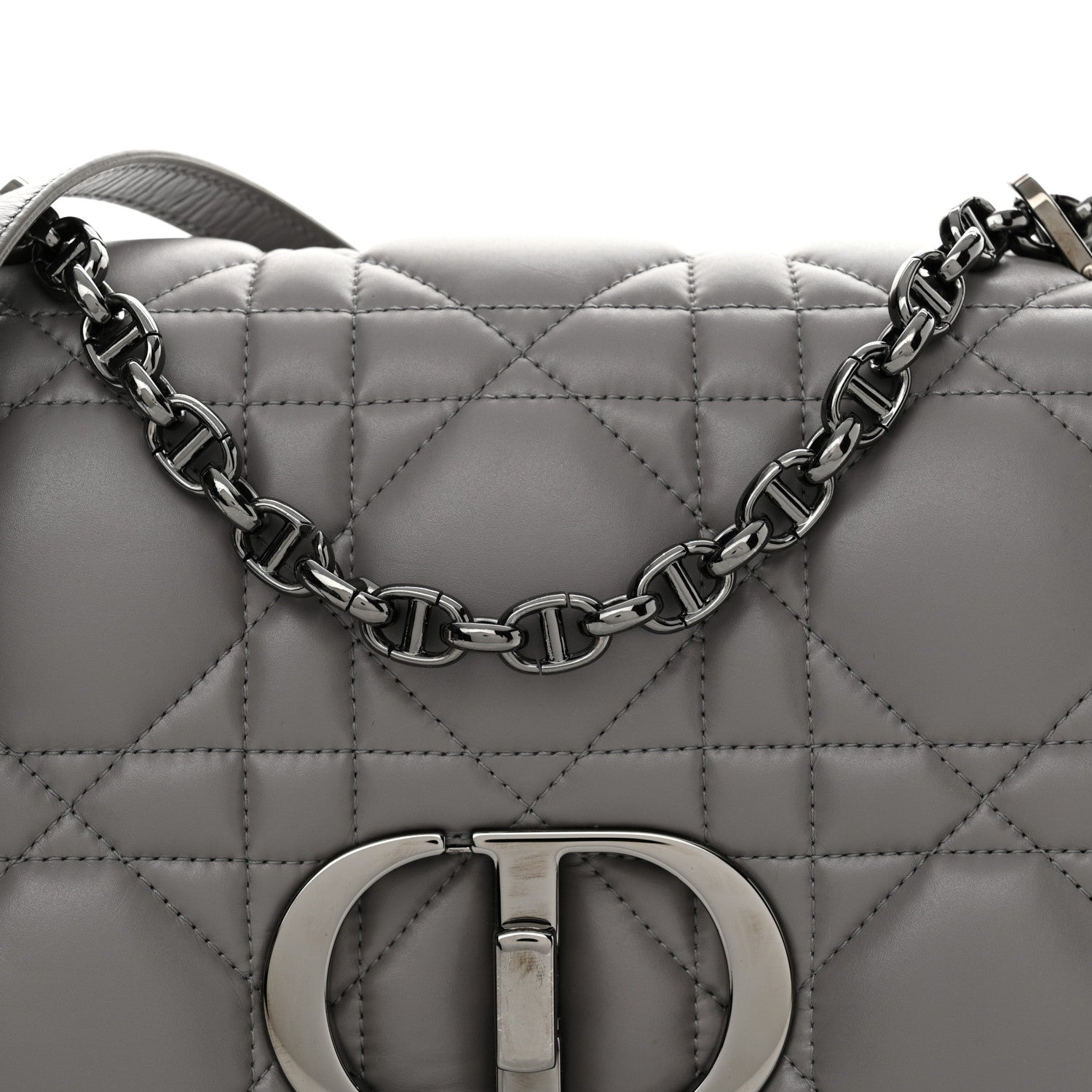 Christian Dior Calfskin Macrocannage Medium Caro Bag Iron Grey 8 of 13
