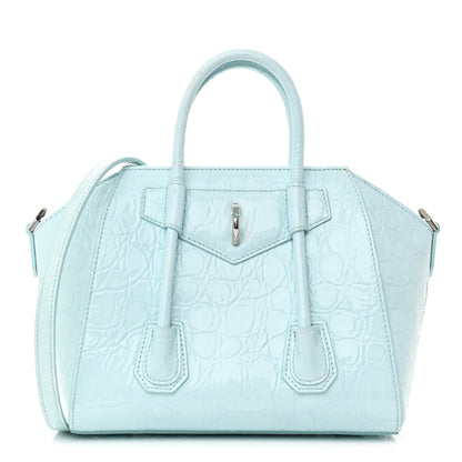 Givenchy Calfskin Crocodile Embossed Mini Antigona Lock Sky Blue 1 of 14