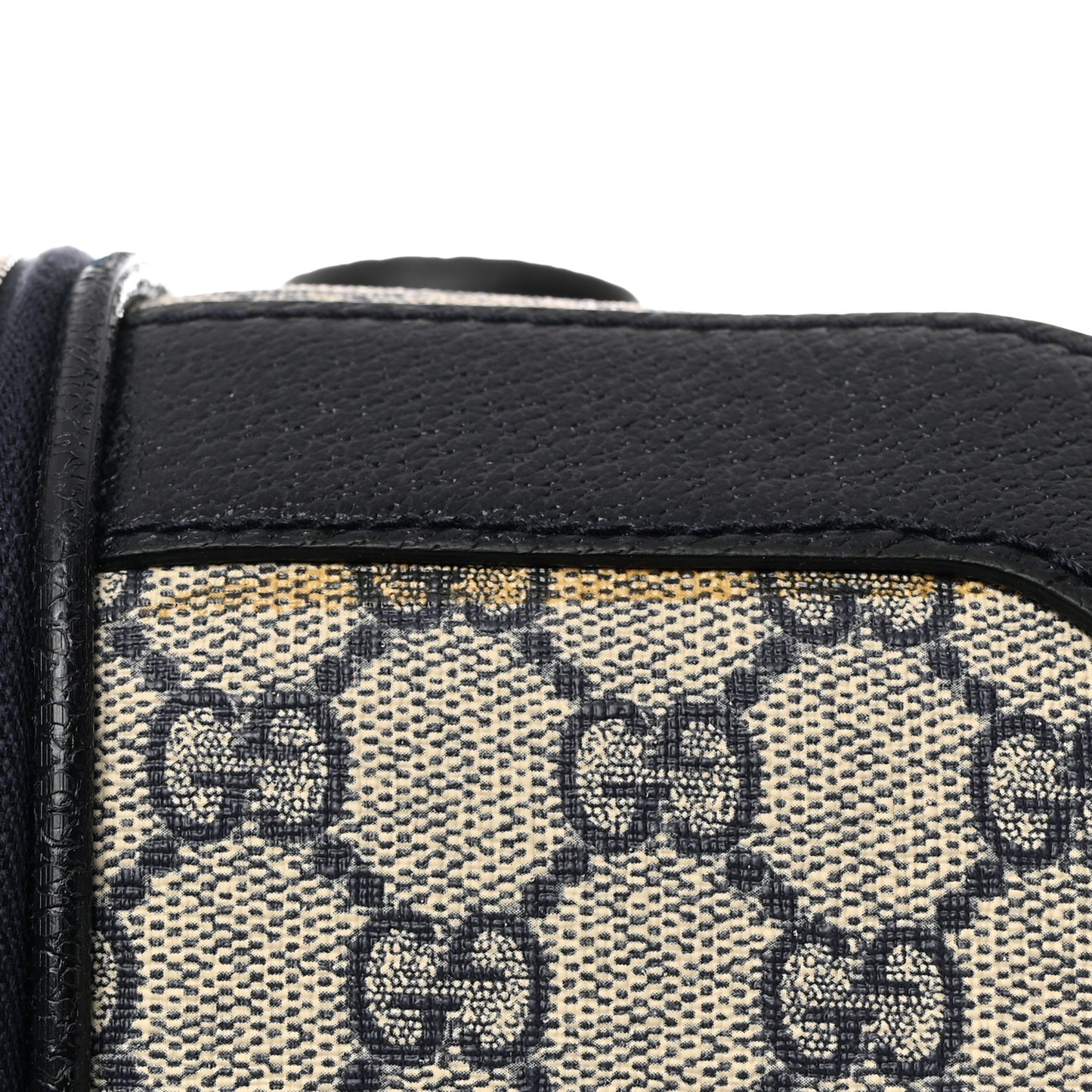 GG Supreme Monogram Textured Dollar Calfskin Web Small Savoy Cabin Trolley Beige Blue