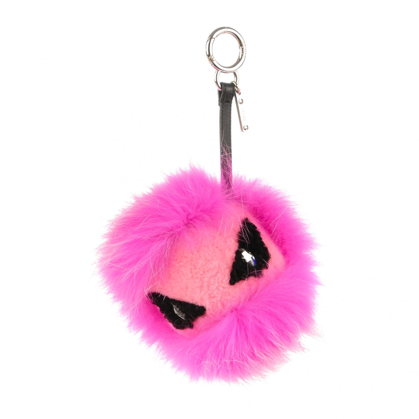 Fox Fur Shearling Crystal Tria Monster Bag Bug Charm Bubblegum