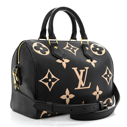 Louis Vuitton Empreinte Monogram Giant Speedy Bandouliere 25 Black Beige 3 of 9