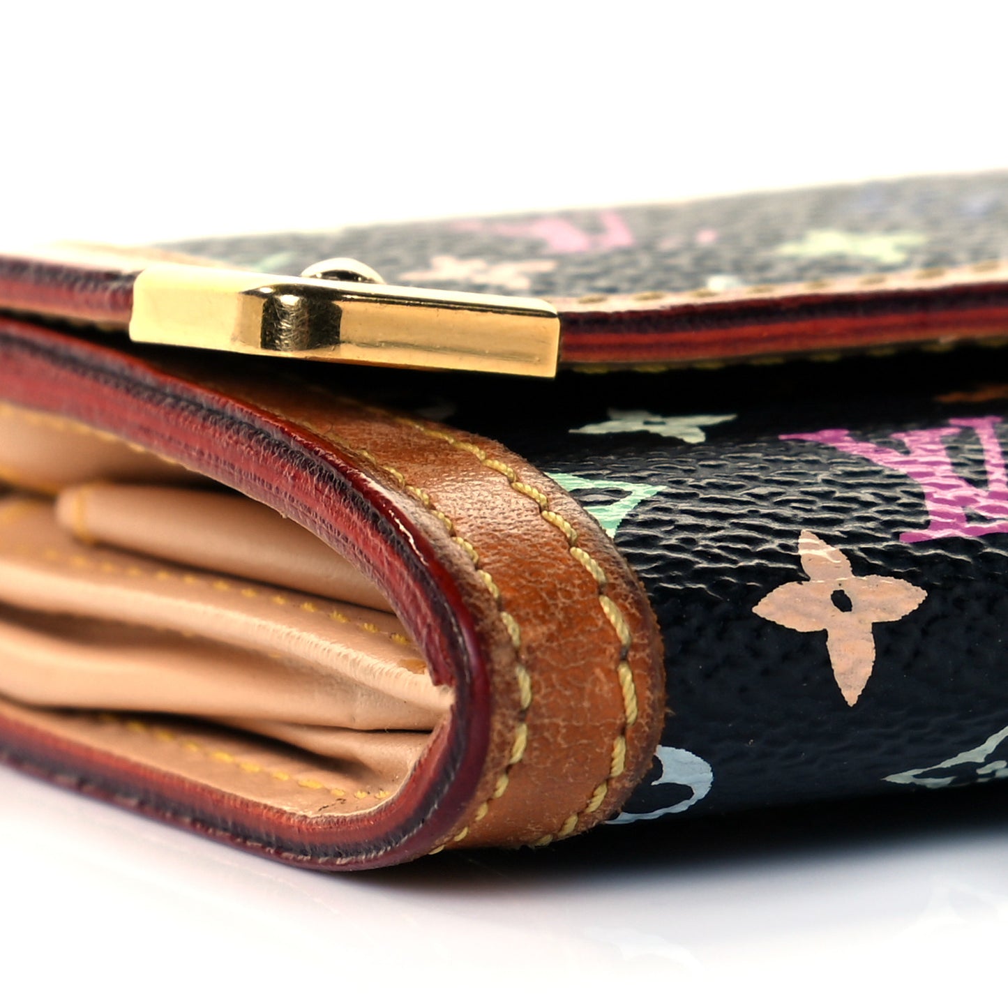 Monogram Multicolor Porte-Monnaie Plat Coin Purse Black