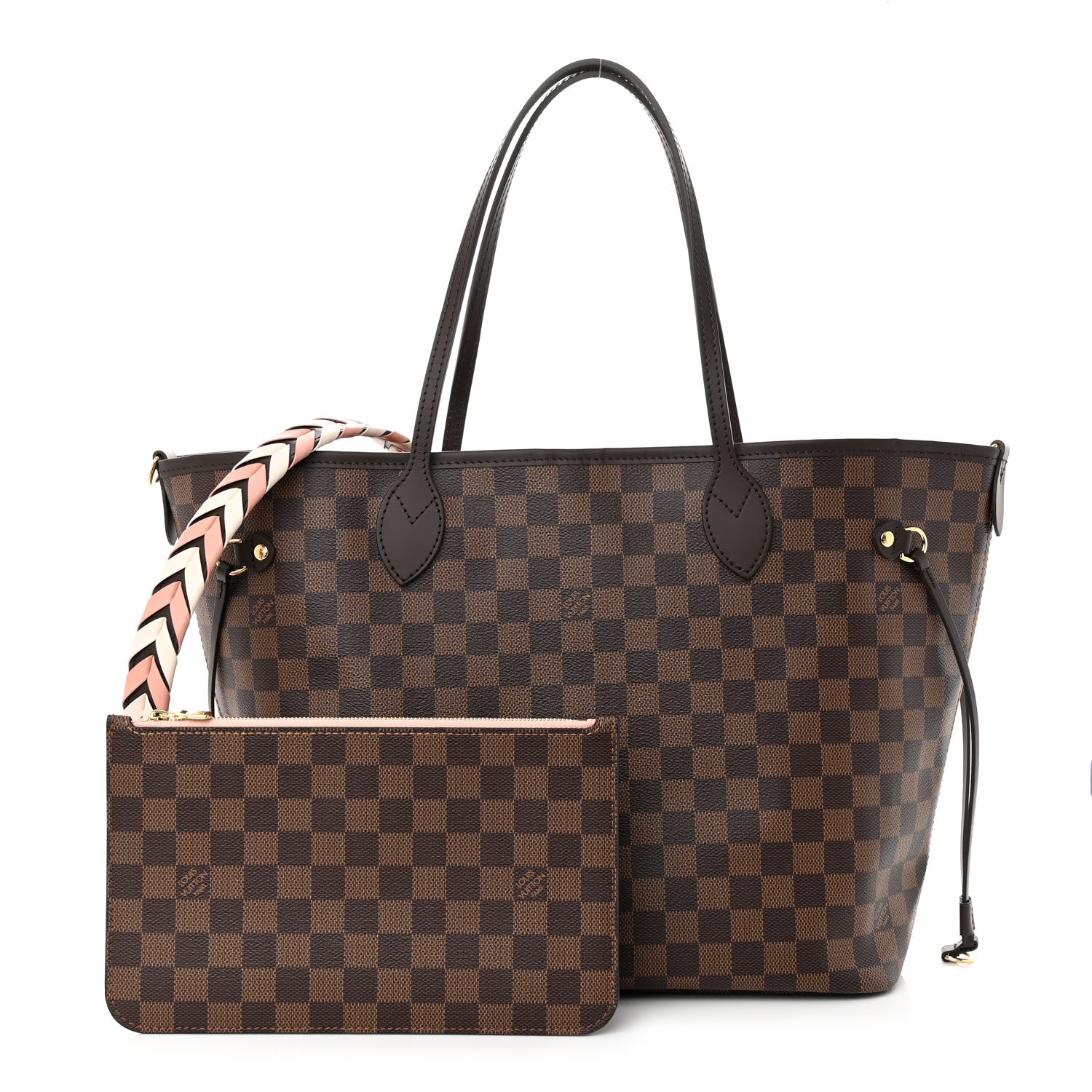 Louis Vuitton Damier Ebene Braided Neverfull MM Pink 1 of 11