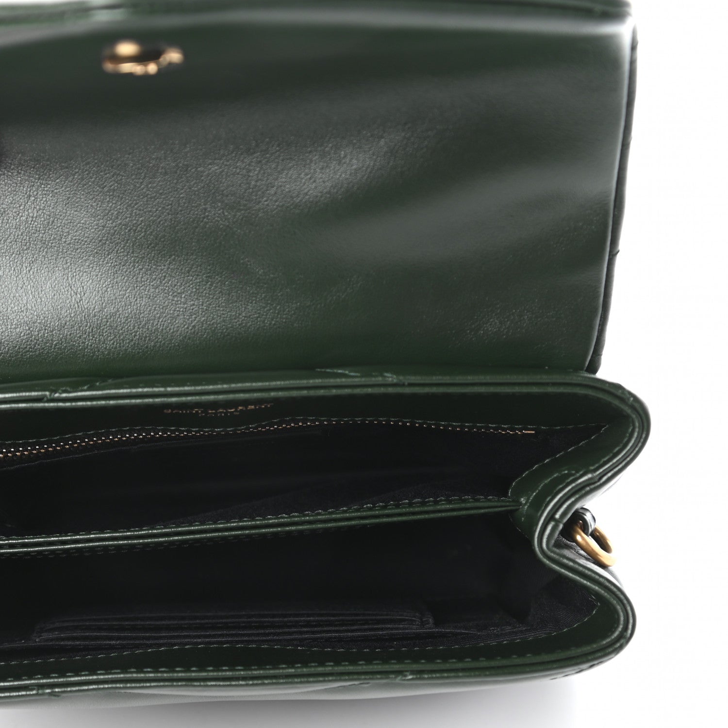 Saint Laurent Calfskin Y Quilted Monogram Toy Loulou Crossbody Bag Deep Green 5 of 11