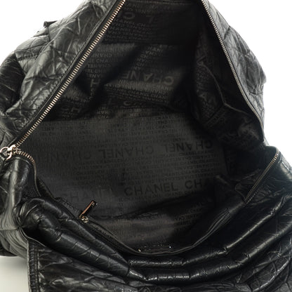Chanel Distressed Lambskin Quilted Lady Braid Flap Tote Black 5 of 7