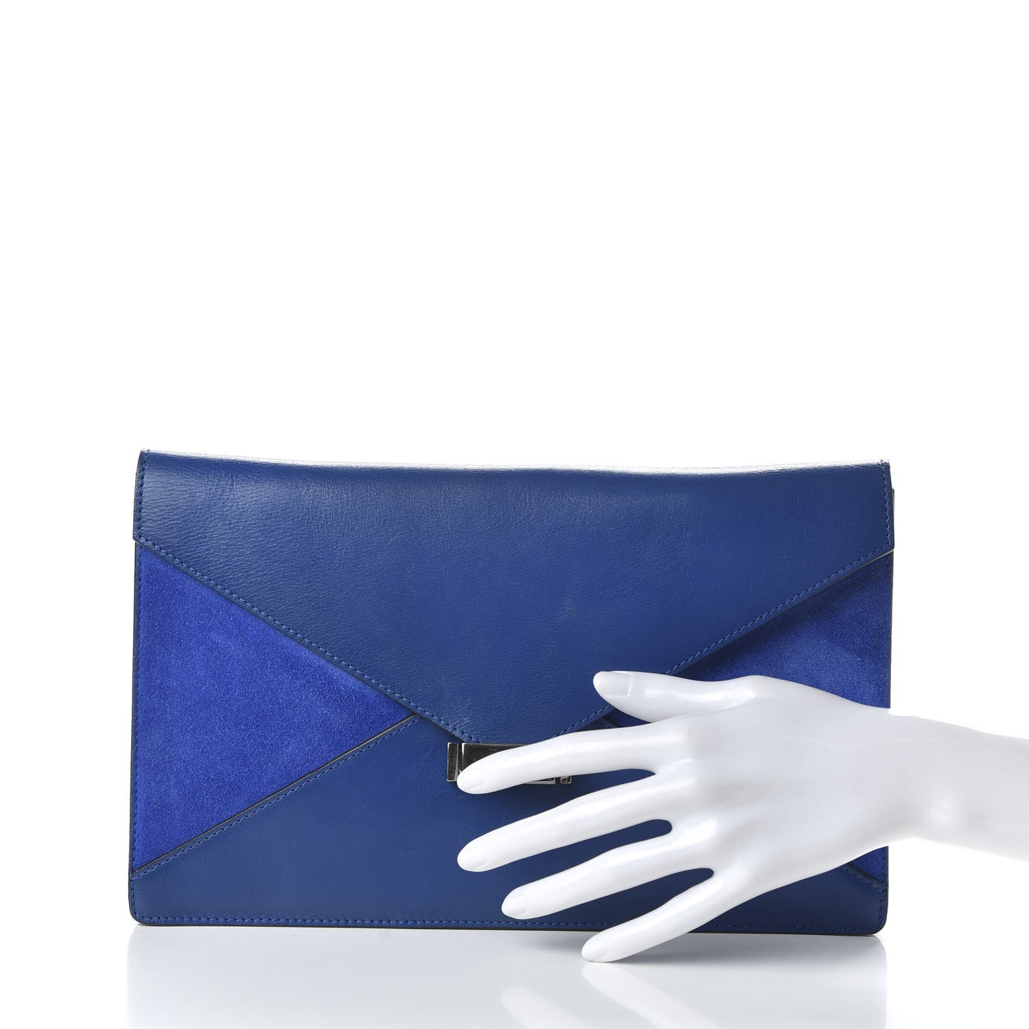 Celine Box Calfskin Suede Diamond Clutch Electric Blue 2 of 11