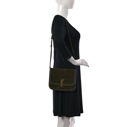 Saint Laurent Suede Smooth Calfskin Monogram Medium Solferino Soft Satchel Sesame Seaweed 2 of 10