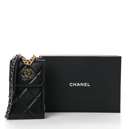Chanel Lambskin Quilted Chanel 19 Phone Holder With Chain Black 11 of 11