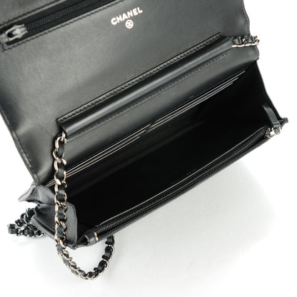 Chanel Calfskin Chevron Boy Wallet On Chain WOC Black 6 of 8