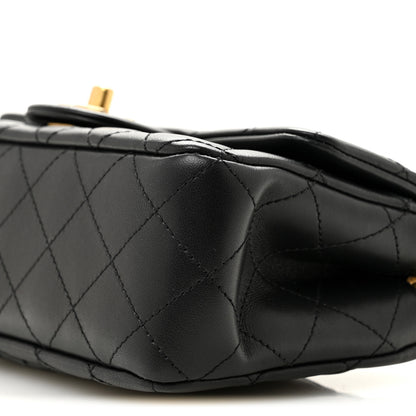Chanel Lambskin Quilted Mini Rectangular Sweet Camellia Flap Black 10 of 10
