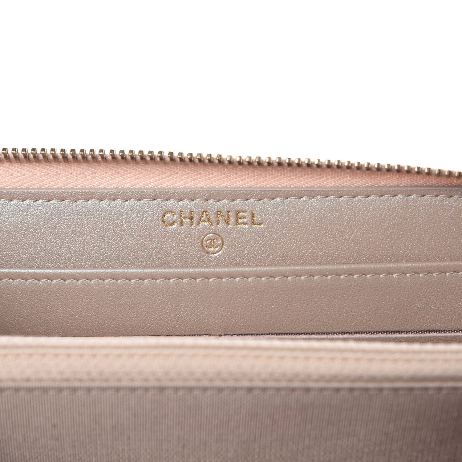 Chanel Iridescent Caviar Quilted Long Zip Around Wallet Beige 6 of 12
