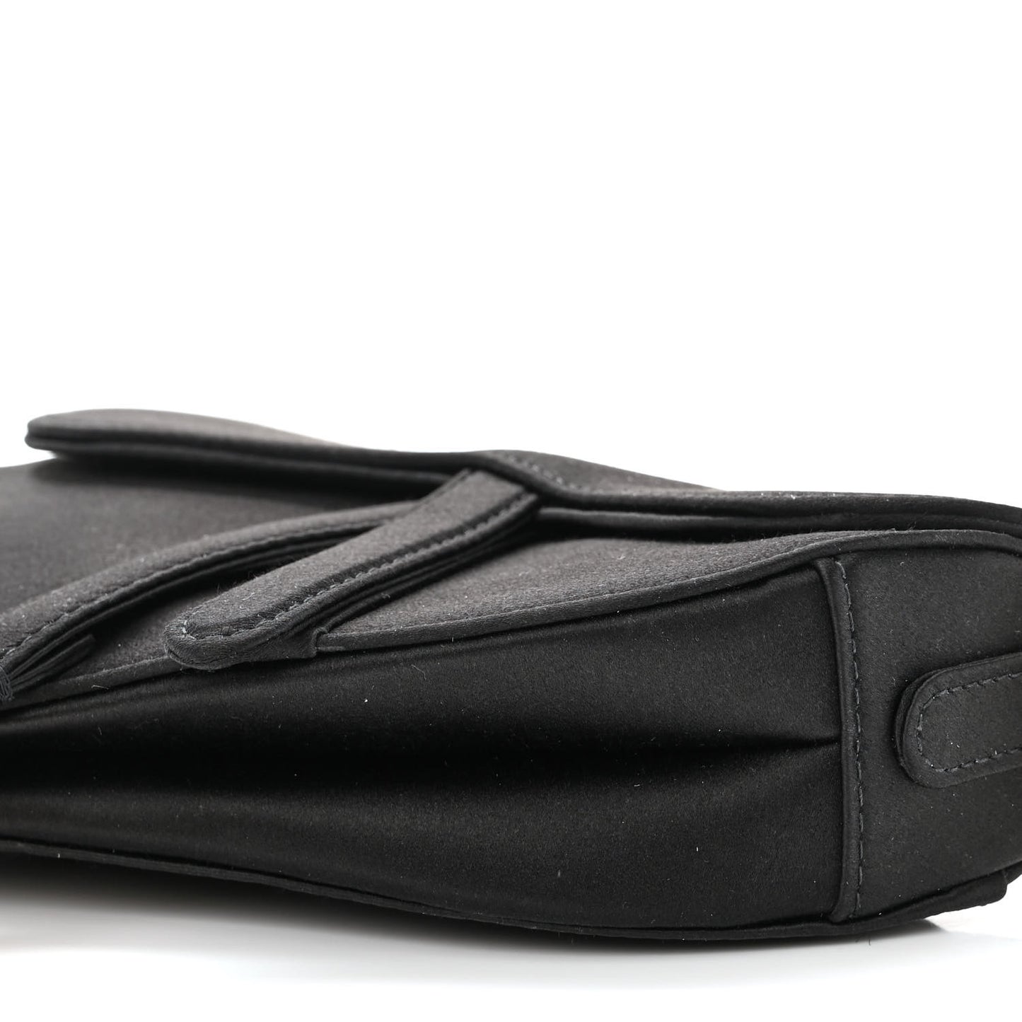 Satin Crystal Mini Saddle Bag Black
