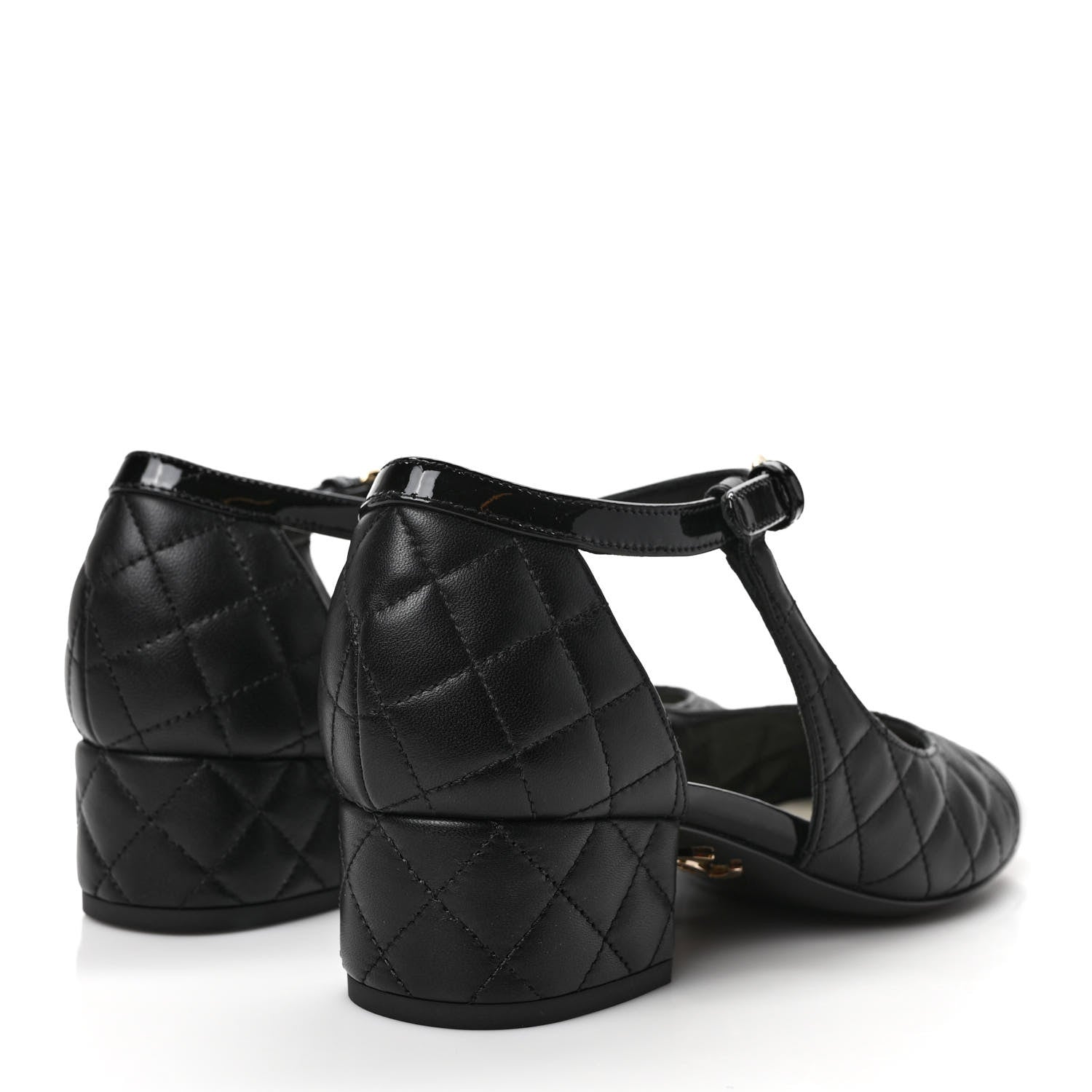 Chanel Lambskin Patent Quilted Cap Toe Mary Jane Flats 38 Black 4 of 9