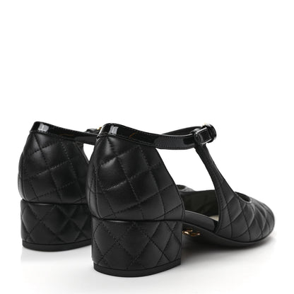 Chanel Lambskin Patent Quilted Cap Toe Mary Jane Flats 38 Black 4 of 9