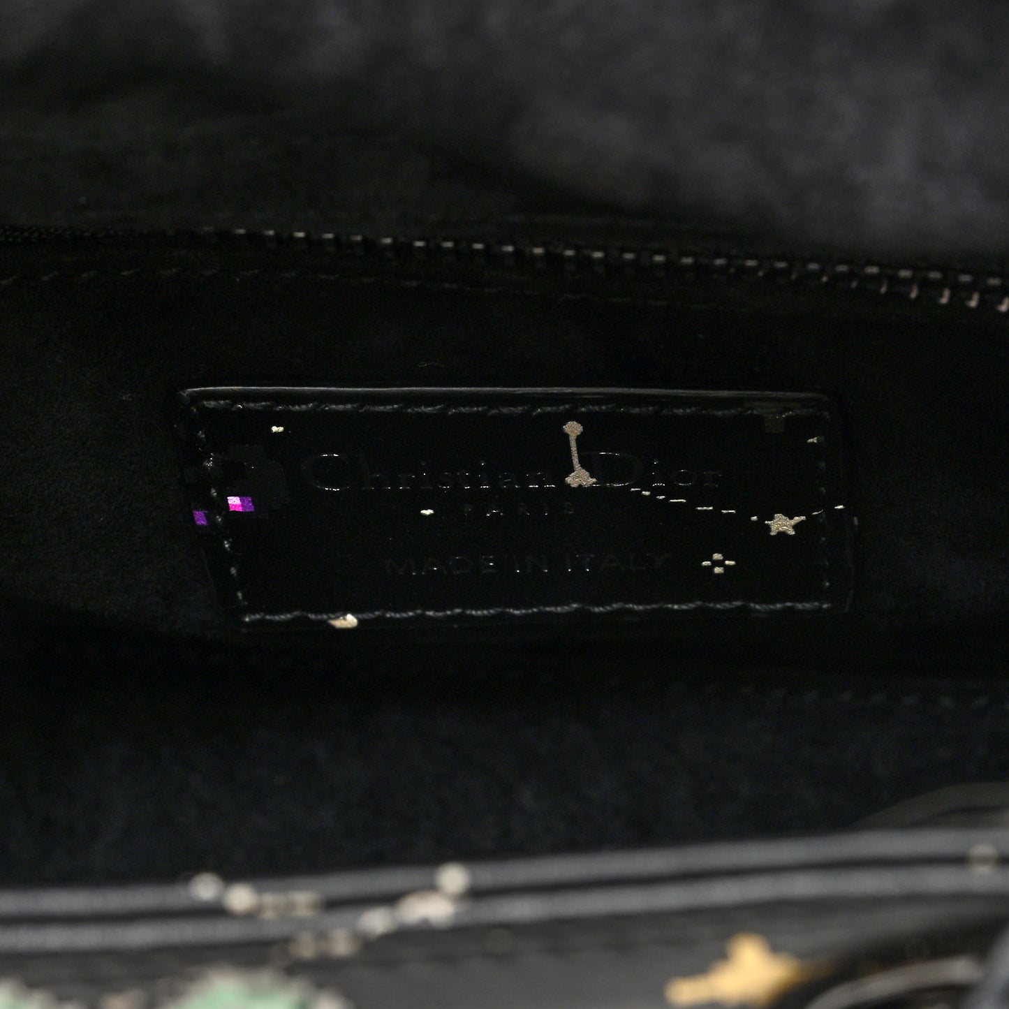 Calfskin Pixel Zodiac Mini Lady Dior Black Multicolor