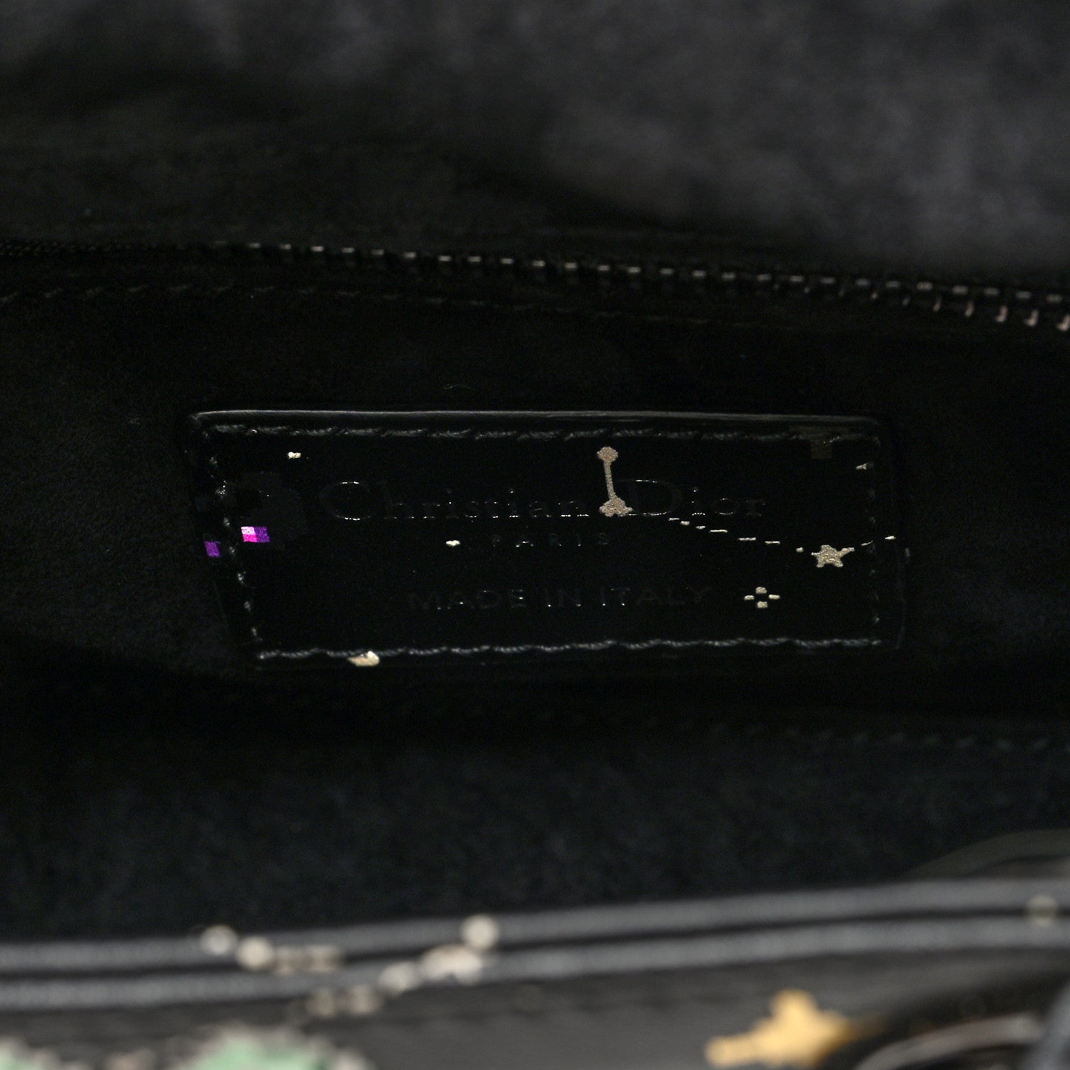Christian Dior Calfskin Pixel Zodiac Mini Lady Dior Black Multicolor 6 of 9