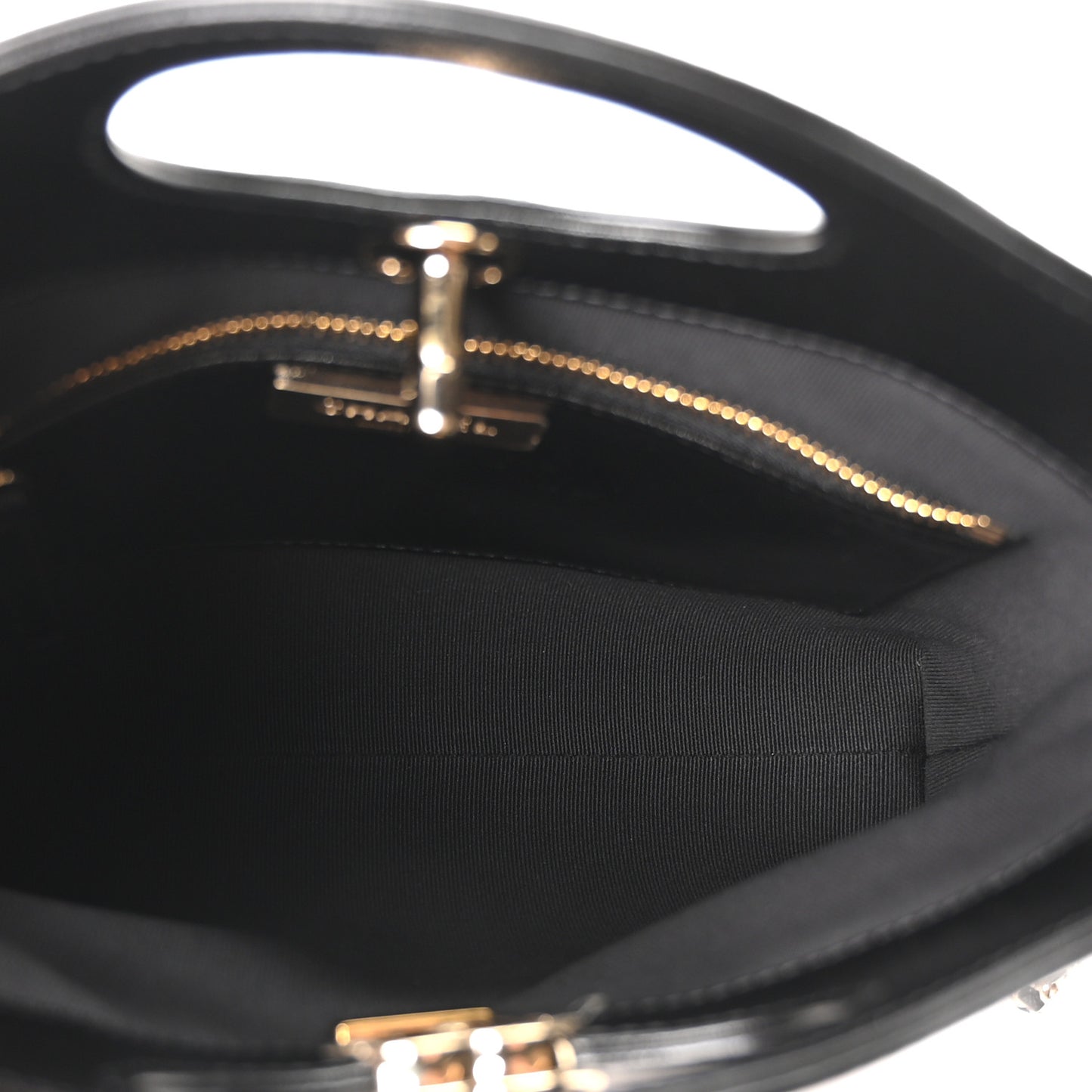 Shiny Crumpled Calfskin Quilted Mini 31 Shopping Bag Dark Beige Black