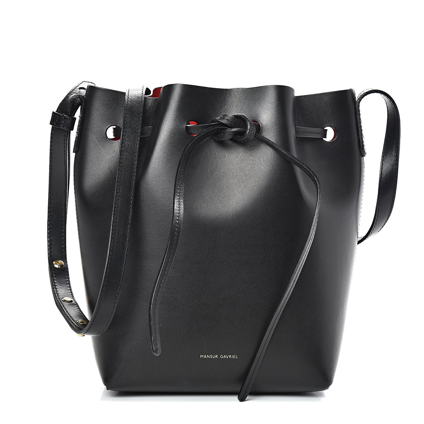 Vegetable Tanned Calfskin Mini Bucket Bag Black Flamma