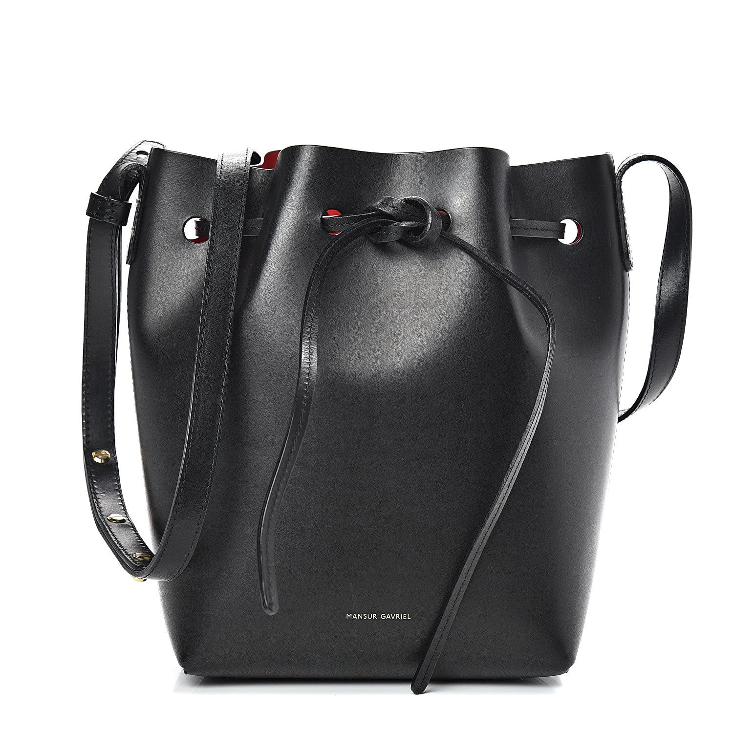Mansur Gavriel Vegetable Tanned Calfskin Mini Bucket Bag Black Flamma 1 of 18