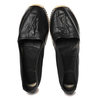 Saint Laurent Lambskin Monogram Espadrilles 37.5 Black 2 of 10