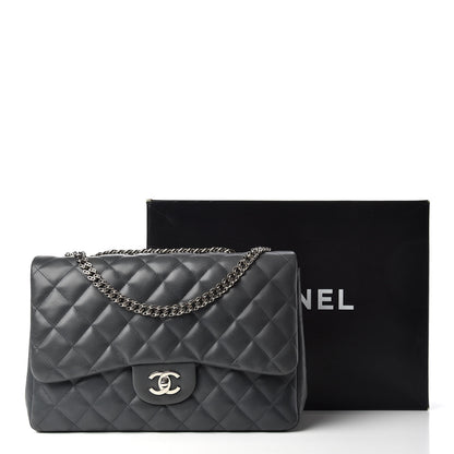 Chanel Lambskin Quilted Jumbo Single Bijoux Chain Flap Gris Fonce 11 of 11