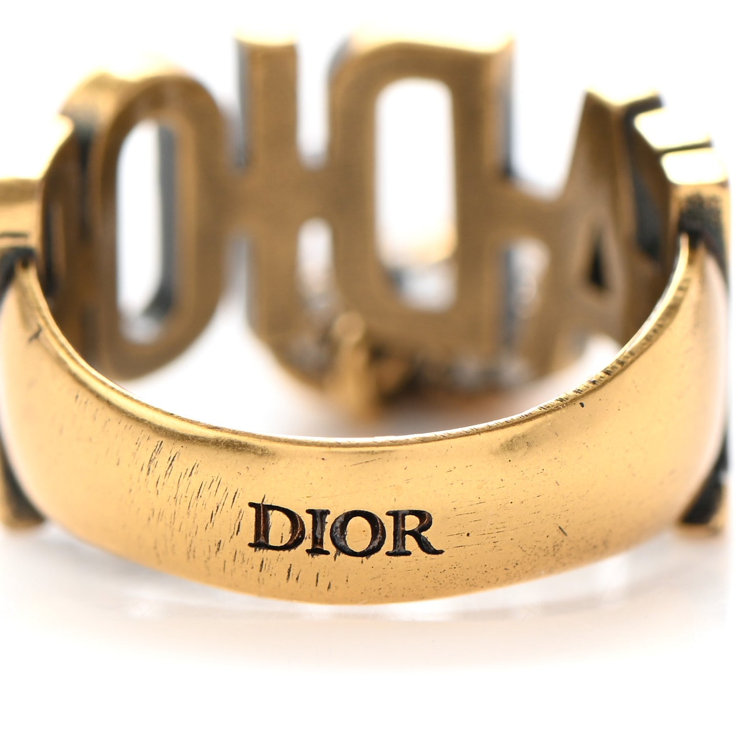Metal J'Adior Crystal Heart Charm Ring M Gold