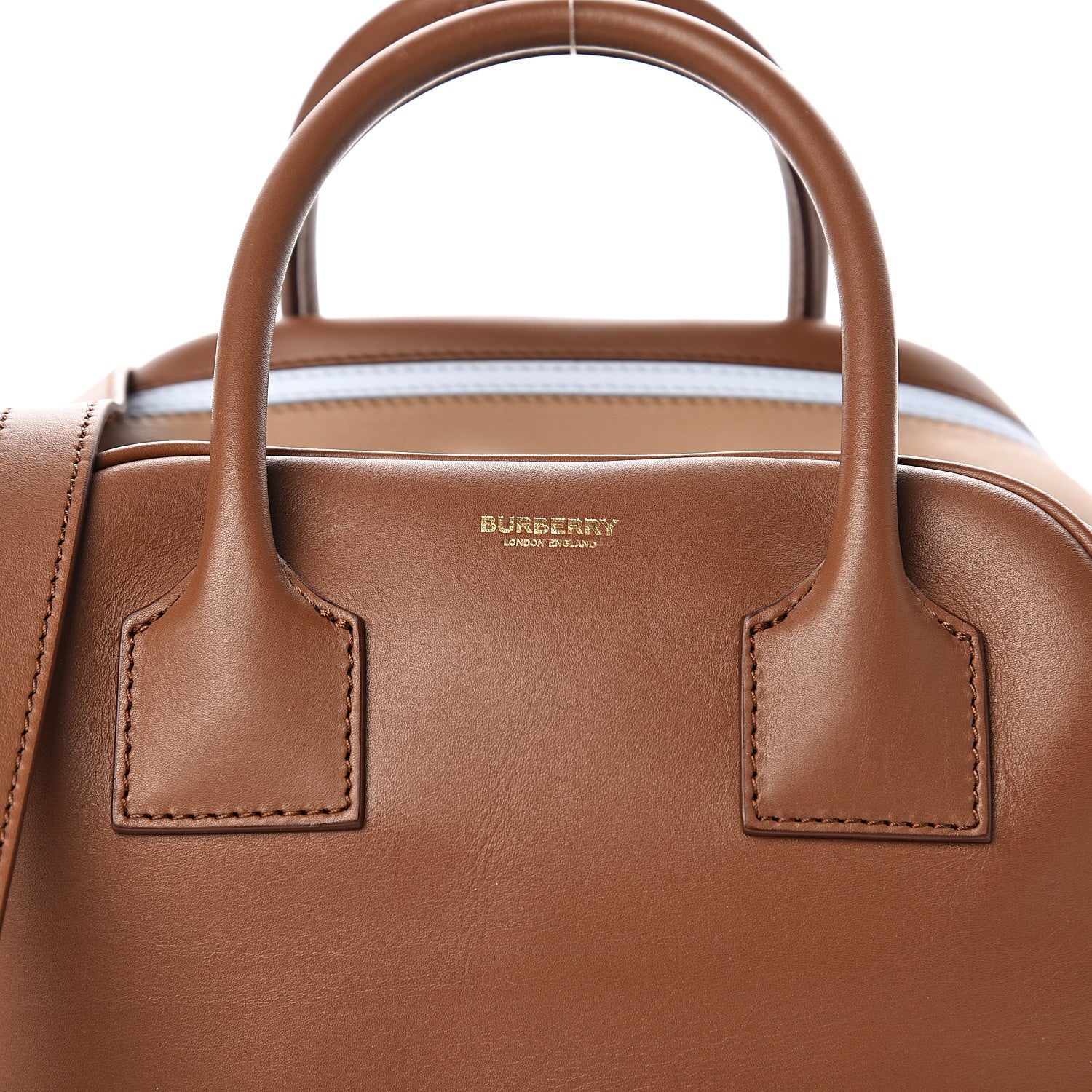 Burberry Smooth Calfskin Stripe Intarsia Bag Malt Brown 8 of 8